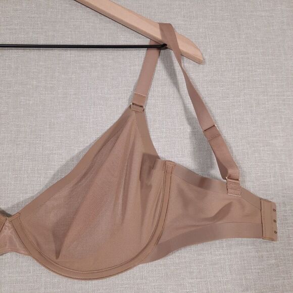 CUUP The Plunge Bra Size 32H NWOT Sheer Mesh Taupe Gold Hardware Triple Hook/Eye - Picture 7 of 14